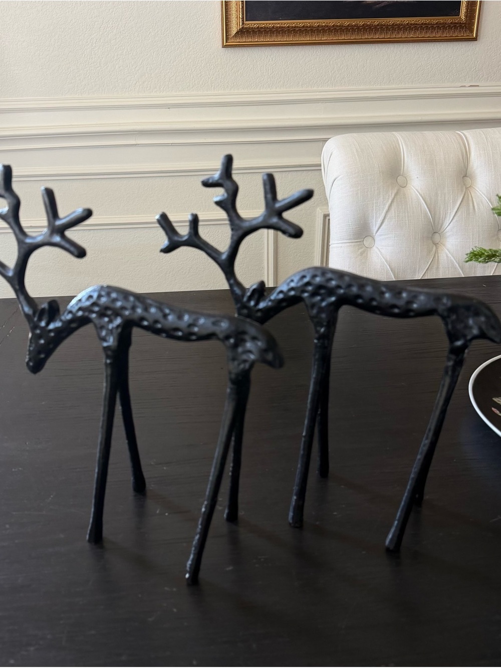 Black Iron Metal Reindeer Holiday Figurine Set